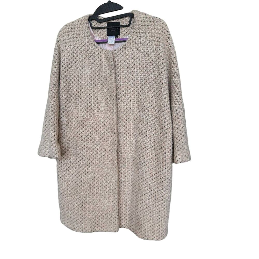 Helene Berman London Pink Black Tweed Coat Academia Classic Mad Men MCM Oversize